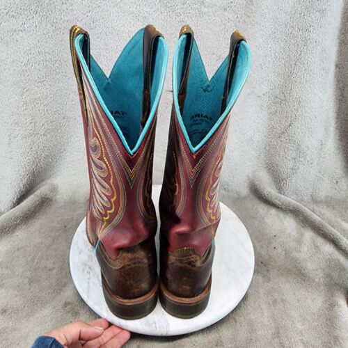 Ariat Shoes Womens Size 8 Circuit Shiloh Brown Leather Western Square Boots *GUC - Picture 5 of 13