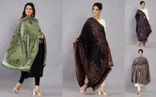 Womens Oversize 100% Cashmere Indian Wool Blanket Shawl Wrap Paisley Scarf Throw