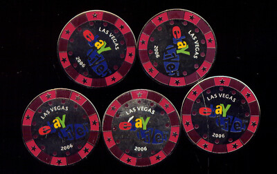 EBAY LIVE 2006, LOT OF 5 RED LAPEL PINS, LAS VEGAS, NEVADA (T951)  SWEET LOT!!!