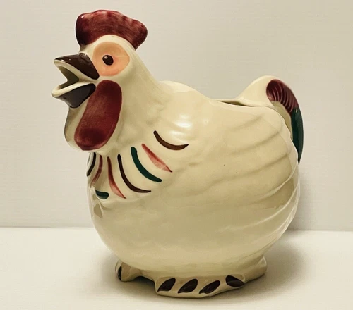 Vintage Shawnee USA Chanticleer Rooster Farmhouse Pitcher Hand painted Ceramic.