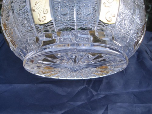 VINTAGE BOHEMIA QUEEN LACE 18K GOLD ENAMEL 24% LEAD CRYSTAL OVAL BOWL 10" NIB - Picture 5 of 5