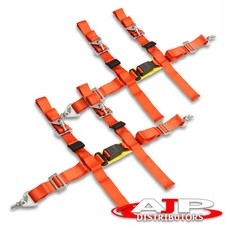 x2 2" 4PT Drift Racing Quick Release Adjustable Seat Belt Harness Straps Set Red