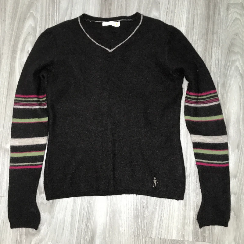 smartwool merino wool v neck striped long sleeves sweater