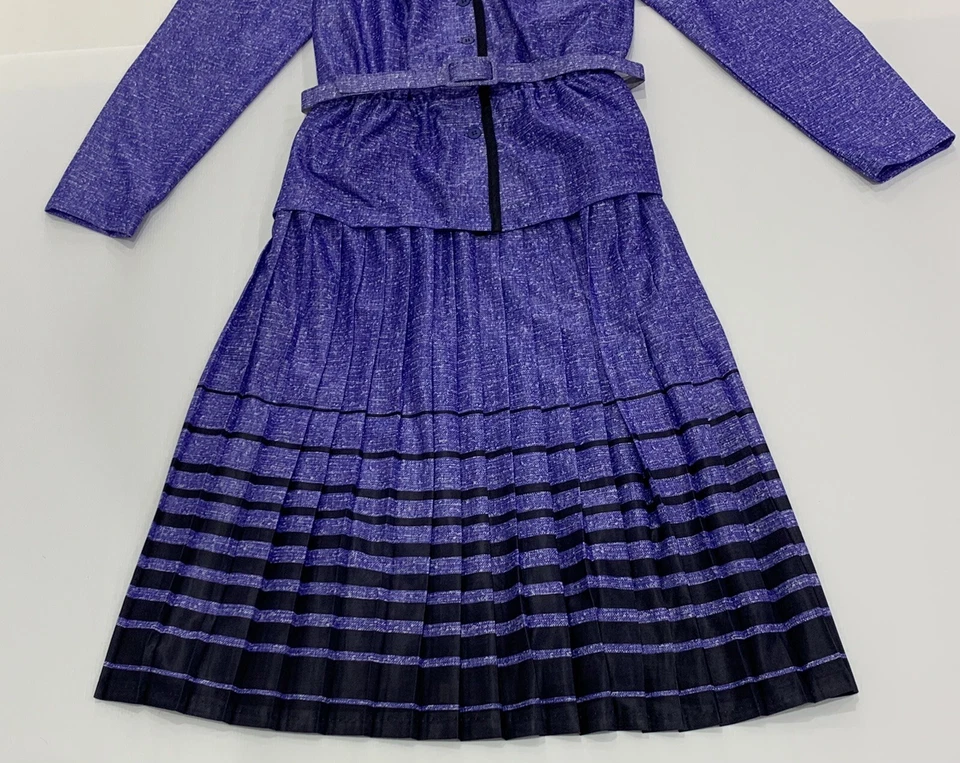 Vestido azul cintura elástica diseño KITLY FASHIONS vintage años 70 talla 10 para dama en muy buena condición Foto 3 de 4