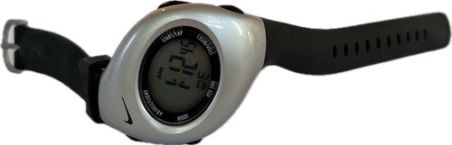 Retro New Old Stock Nike Sports Watch Kid's Black / Silver Digital Rubber Watch