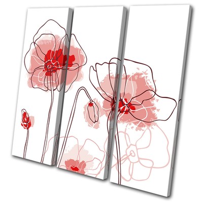 Tableau Déco Champ De Coquelicots Sur Toile - Impression Photo Moderne - Bold Bloc Design - Neuf