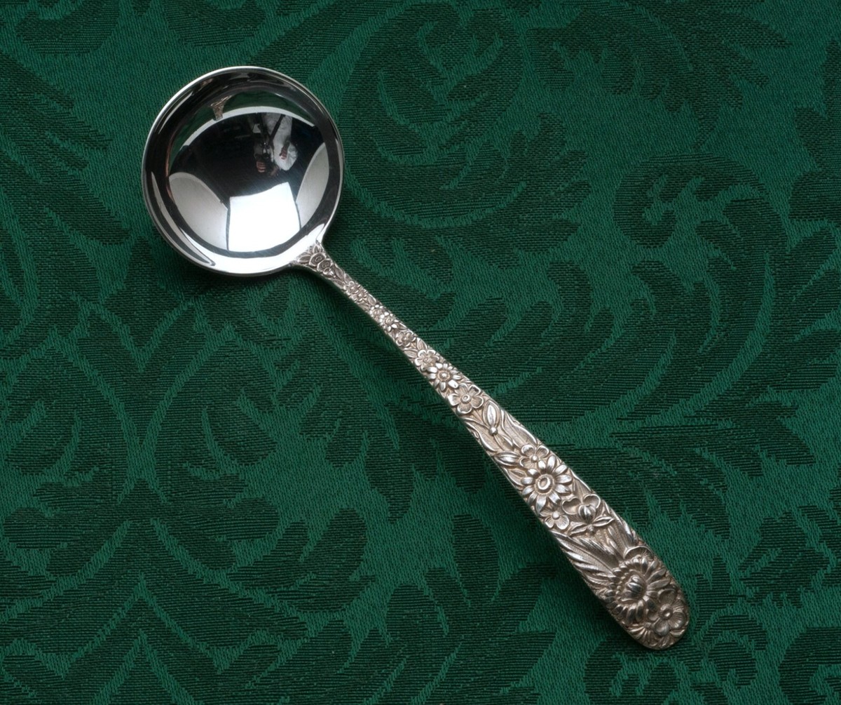 Repousse by S Kirk Son Sterling Silver Cream or Sauce Ladle