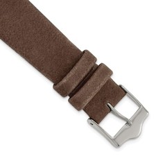 19mm 7.5" Brown Suede Leather Silver-tone Buckle Watch Band