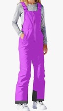 Purple Kids Snow Bib Pants S 8Y Waterproof Polyester Winter Ski Outdoor