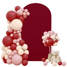 7.2FT Spandex Fitted Wedding Arch Cover Round Top Double-Sided Chiara Burgundy