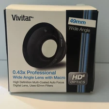 Vivitar HD 49mm 0.43x Pro Wide Angle Lens W/Macro Converter Attachment Lens NEW