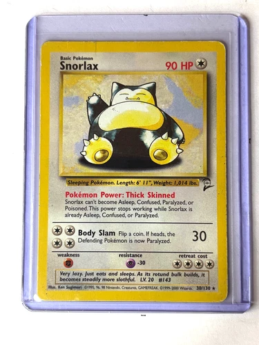 Snorlax 30/130 2000 Base Set 2 Pokemon Card TCG Vintage WOTC Non Holo Rare Lp/Mp
