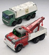 2 Matchbox Lesney Superfast Ford Wreck Truck Esso & BP Ergomatic Cab Vintage