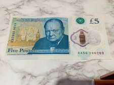 AA56 Early Serial Number New Polymer £5 Five Pound Note Circulated VGC