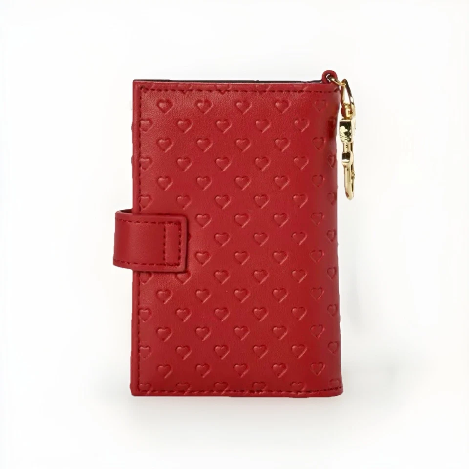 XOX BETSEY JOHNSON Red Card Case Wallet Key Ring Bag Charm Embossed Heart XOLEAH - Image 2 of 4