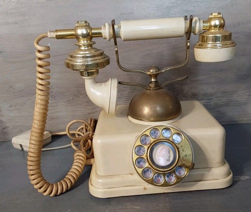 Fold A Fone Rotary Dial Landline Brass Bell Desk Table Telephone Cameo 1973 Vint - Picture 1 of 12