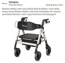 Rollator Walker with Seat,450Lb Rolling Walker, Extra-Wide Heavy-Duty Rollator