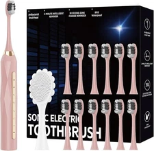 Sonic Electric Toothbrush Set 12 Brush Heads 4 Years Use and 1 Face Massage