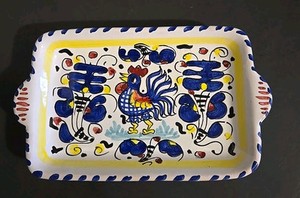Vintage Sambuco Mario Pottery Handpainted Butter/Tray Dish 7.5"x4.25" From ITALY