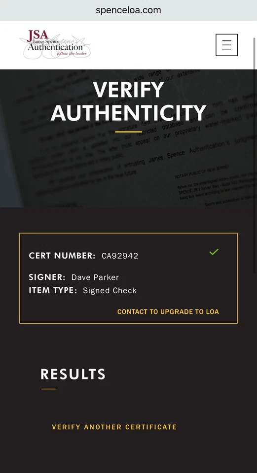 Dave Parker Signed Auto 1978 Pirates Payroll Check JSA Cert HOF Deceased HOF - Image 3 of 3