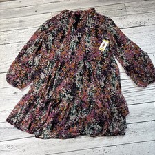 VINCE CAMUTO LADIES THREE TIER MINI DRESS, BLK/MULTICOLOR Medium