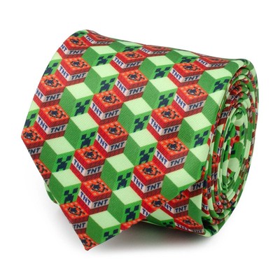   Minecraft Creeper TNT Isometric Green Men's Tie