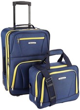 Rockland Fashion Softside Upright Luggage Set, Navy, 2-Piece 14/19 