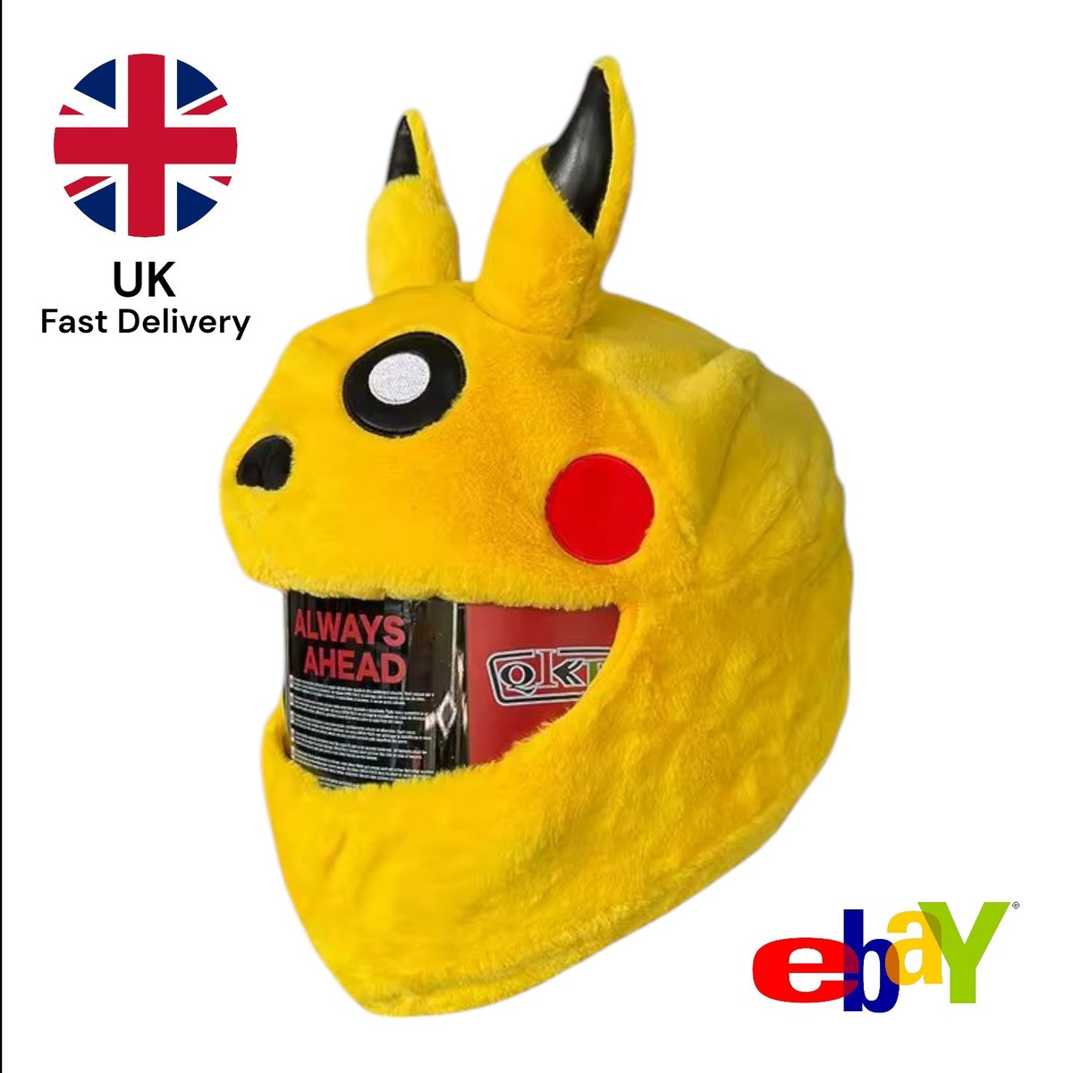 MOTORCYCLE FUNNY HEEDS CRAZY CRASH HELMET COVER MOTORBIKE PIKACHU