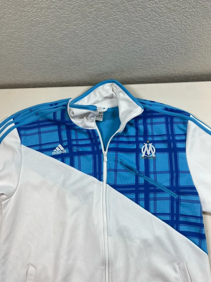 Blue White adidas Droit AU But Olympique Marseille Soccer Jacket Men's Size XL - Image 3 of 4