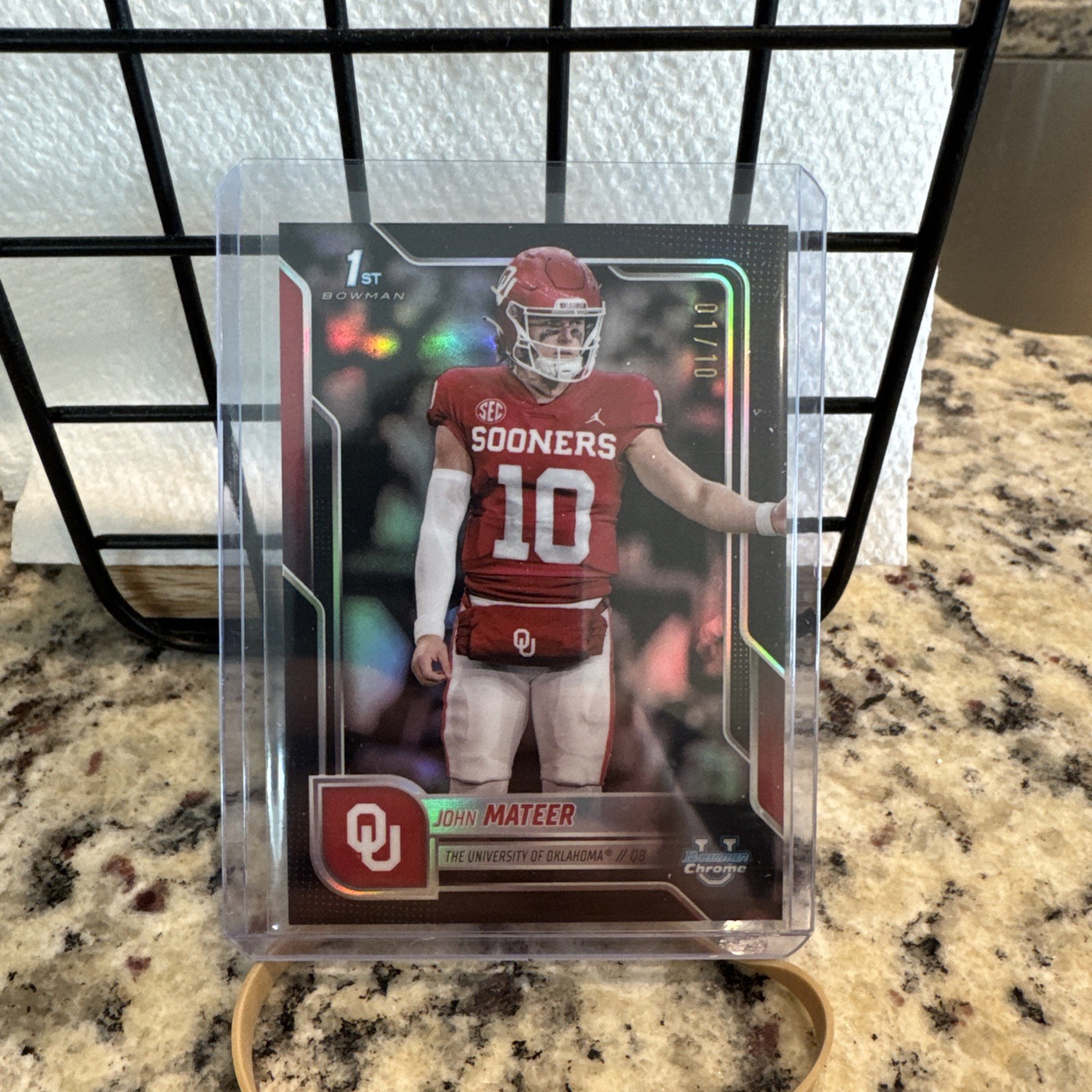 2025 Bowman Chrome U John Mateer #1 1st Black Refractor 1/10