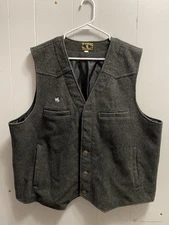Wyoming Traders Mens 2XL Wyoming Wool Button Vest Charcoal Cowboy Western Rodeo