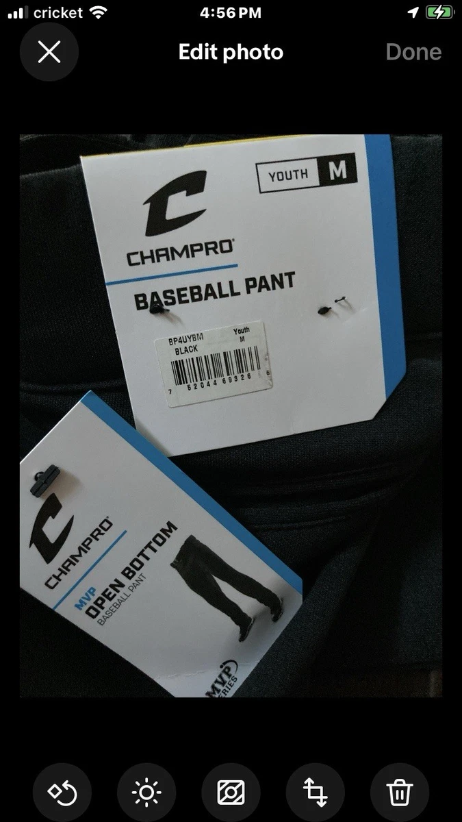 Champro Baseballhose Jugend Gr. M schwarz MVP Serie unten offen doppeltes Knie neu mit Etikett
