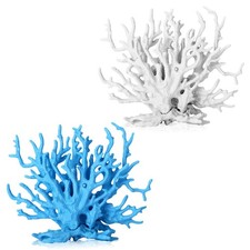 TkoYuHm 2 Pack Artificial Coral Reef Decor for Aquarium Blue and White