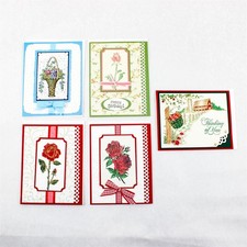 Lot of 5 Handmade Floral Design Birthday Greeting Cards