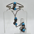 Vintage Sterling Silver Sleeping Beauty? Turquoise "Slave Bracelet" & Ring S 8.5