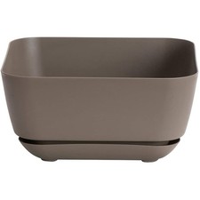 Novelty Majestic Garden Plastic Indoor/Outdoor Square Planter Pot, Taupe, 12in
