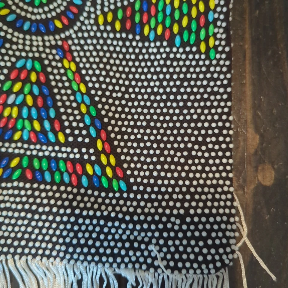 Cartera Hombro Años 60 70 Candy Dot Flecos Thunderbird Cuentas Boho Hippie De Colección Foto 4 de 4