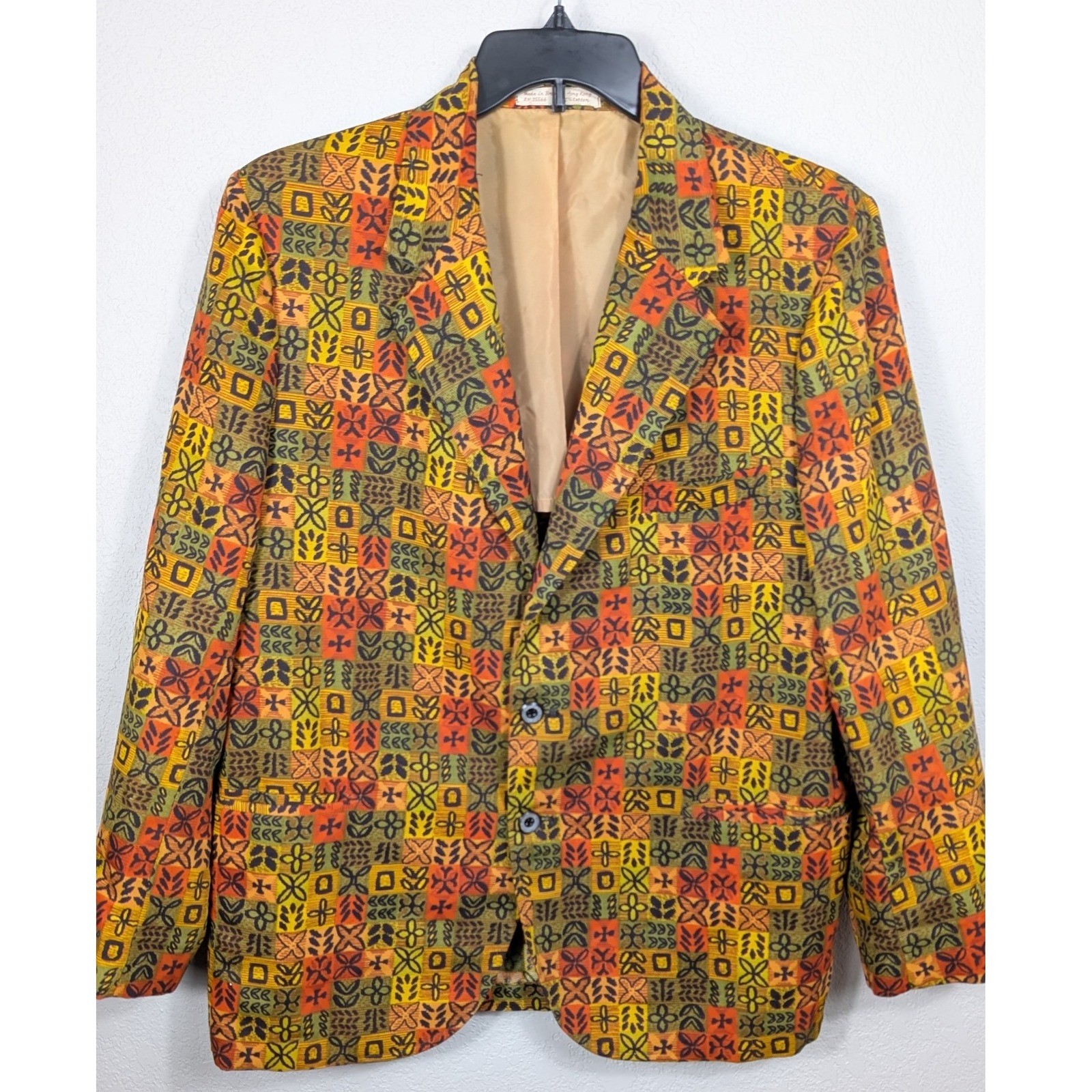 Vintage Sandwich Isles Blazer Jacket Hawaiian Tiki 2 Button Cotton Mens 42R
