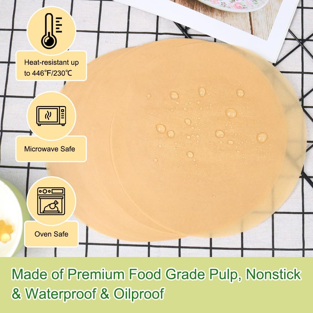 BYKITCHEN 12" Parchment Paper Rounds - 200pc Non-Stick Baking & Pizza Liners