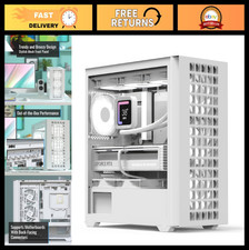 Mini Tower Case with 360mm Radiator Support, 11 Fan Slots, USB Type-C, White