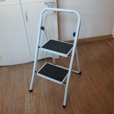 2 Stufen Leiter Klapphocker rutschfeste Trittfläche Schwerlast Stahl klappbar Zuhause DIY