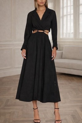 Young Fabulous & Broke Derby Black Cutout Maxi Dress Boho Vacation Chic size M