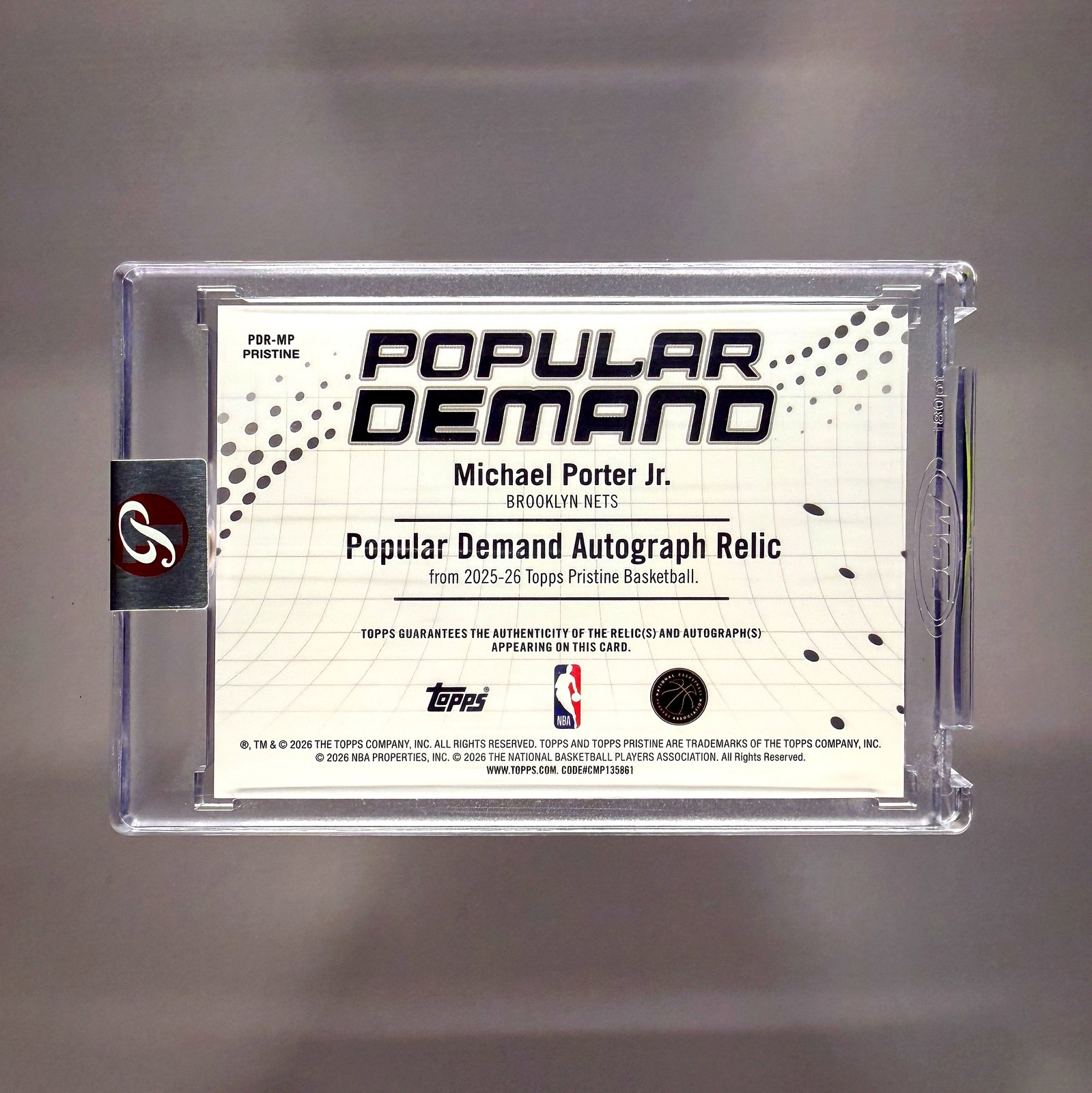 MICHAEL PORTER JR. 2025-26 Topps Pristine NIKE SWOOSH Patch Auto 1/1 #PDR-MP view 2