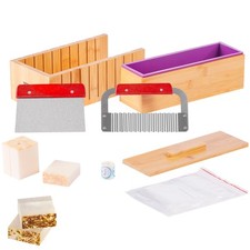 Soap Making Kit Bamboo Cutting Box Silicone Mold Stainless Steel Cutters