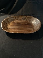 Hand Carved Oval Wood Bowl Approx 9 Inches By 14 Inches