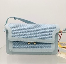 Marni Trunk Leather Shoulder Bag Light Blue S...