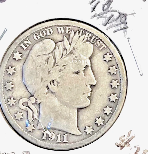 1911 S Barber Half Dollar VG LIB letters vis. on head Large Letters & Date Vis.