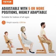 Wooden High Chair for Babies Toddlers Convertible Adjustable Feeding