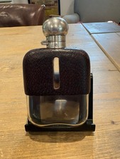 Vintage James Dixon & Sons Antique Leather and Silver Plated Hip Flask