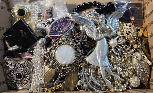 2 Lb Costume Jewelry VTG Modern Craft Junk Lot Wearable Untested Lot 30